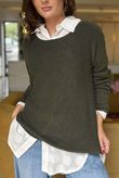 Made in Italy Conrad Body Skim Knit Jumper Dark Khaki